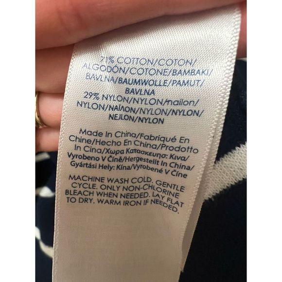 Chaps Striped Navy Blue and White Moto Jacket - Picture 7 of 7